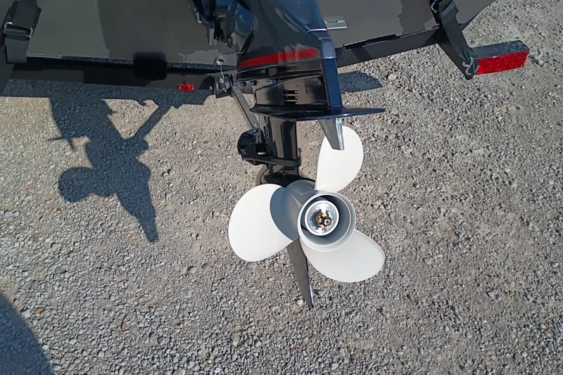 Slide: The Image of Boat propeller of a 2026 G3 1710SE on gravel surface. - 4