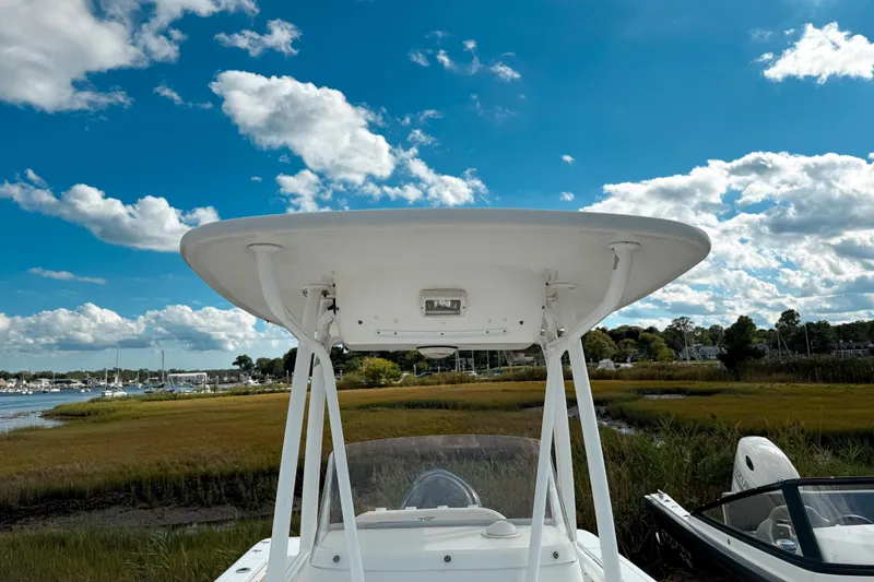 Slide: The Image of Tidewater 230 CC Adventure 2011 boat with T-top, scenic marshland background. - 10