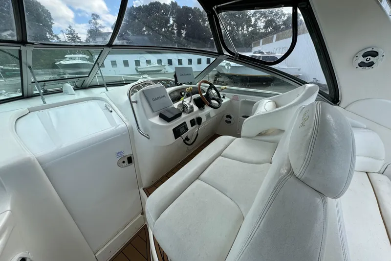 Slide: The Image of Interior of 2001 Sea Ray 340 Sundancer boat with Garmin navigation system. - 5