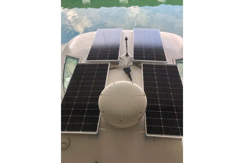Slide: The Image of 2007 Doral 40 MEDITERRA yacht with solar panels on deck. - 25