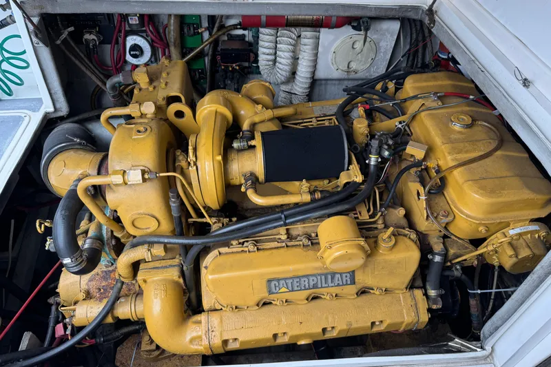 Slide: The Image of Caterpillar engine in a 1993 Blackfin Sportfisher boat, detailed view. - 54