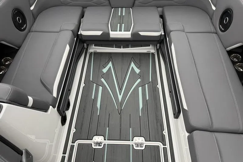 Slide: The Image of 2025 Supra SL 575 interior with sleek gray seating and stylish floor design. - 8