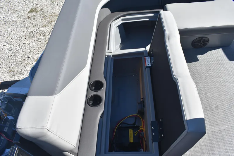 Slide: The Image of Lowe LS 170 boat interior storage compartment with cup holders, 2026 model. - 15