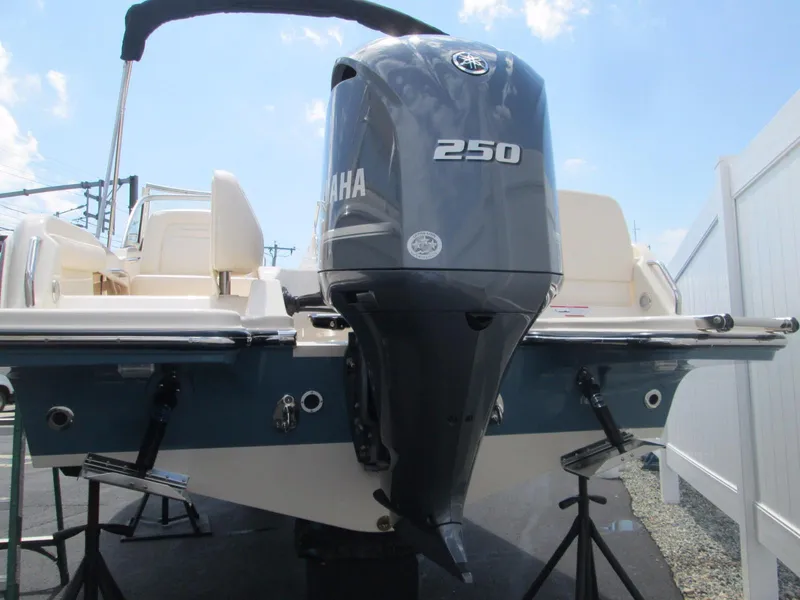 Slide: The Image of 2018 Grady-White Freedom 215 boat with Yamaha 250 engine, rear view. - 13