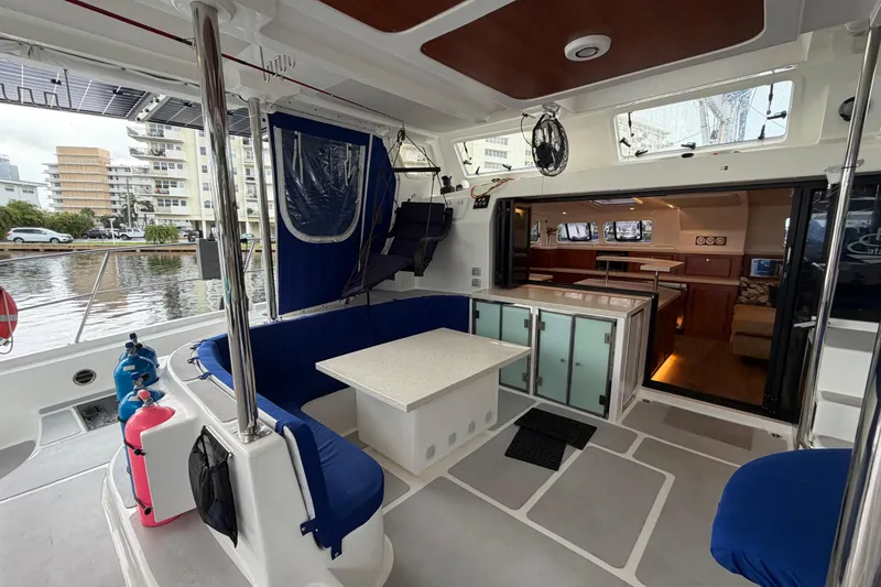 Slide: The Image of Luxurious 2023 Royal Cape Catamarans Majestic 530 interior with seating and dining area. - 60