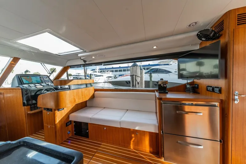 Slide: The Image of Luxurious interior of 2026 Hylas M49 yacht with modern amenities and sleek design. - 20