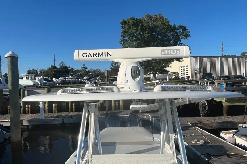 Slide: The Image of 2023 Contender 28 Tournament boat with Garmin xHD2 radar at dock. - 4