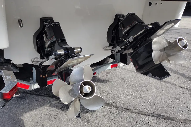 Slide: The Image of 2019 Formula 310 Bowrider boat with dual propellers and MerCruiser outdrives. - 9