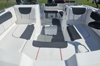 Slide: The Image of 2024 Tahoe 2150 boat interior with spacious seating and modern design. - 9