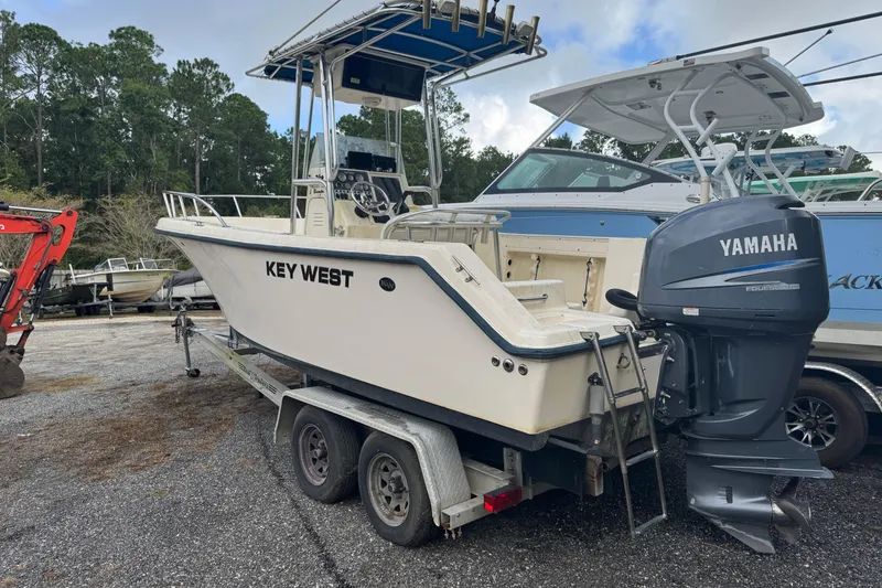 Slide: The Image of 2005 Key West 225 Center Console boat with Yamaha engine on trailer. - 9