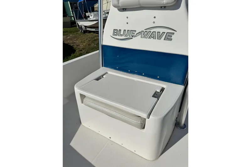 Slide: The Image of 2016 Blue Wave 2200 STL RISER boat seat with storage compartment. - 27