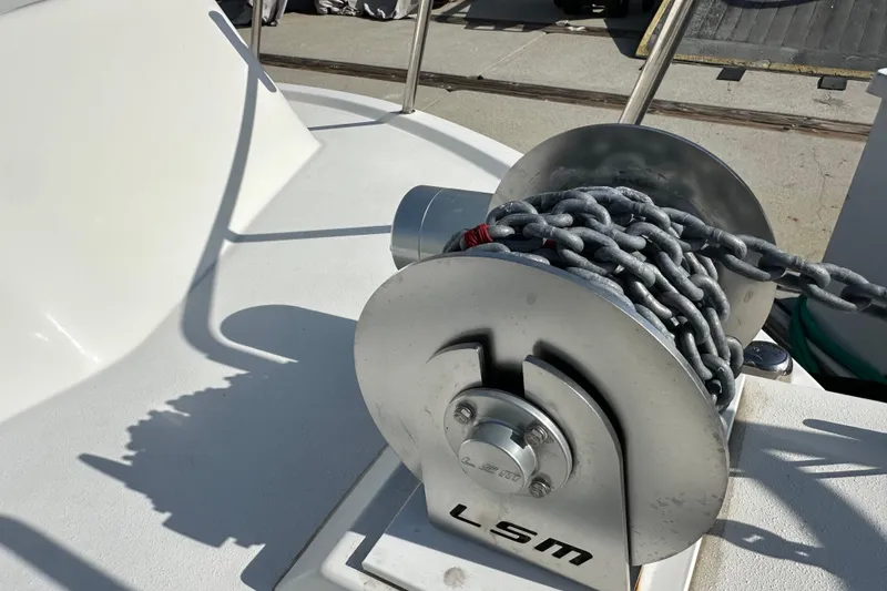 Slide: The Image of Anchor winch on 2014 Parker 2530 Extended Cabin boat deck. - 23