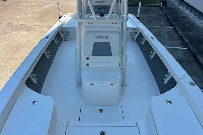 Slide: The Image of 2019 Pathfinder 2600 HPS boat interior with seating and storage compartments. - 33