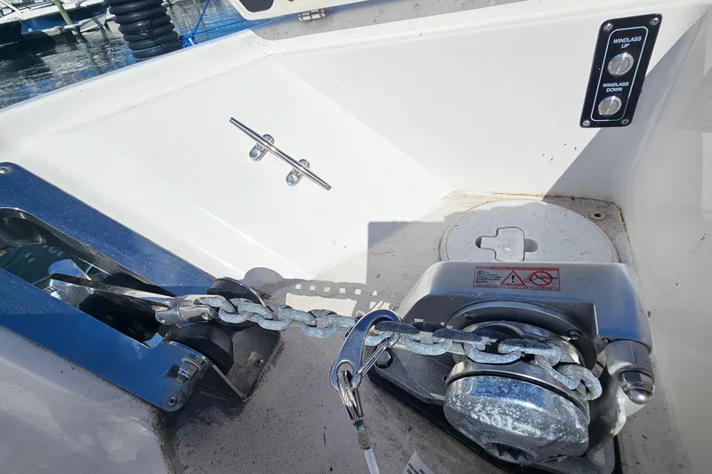Slide: The Image of 2024 Sea Fox 268 Commander anchor windlass system with chain and control buttons. - 25