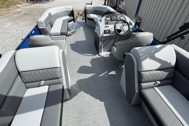 Slide: The Image of 2026 Veranda VV22RC pontoon boat interior with luxurious seating and modern helm. - 15