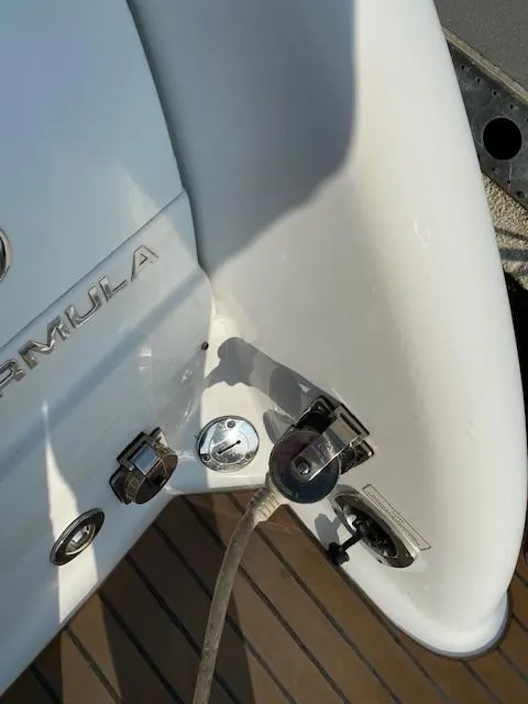 Slide: The Image of 2012 Formula 350 Sun Sport boat stern with deck fittings and logo. - 25