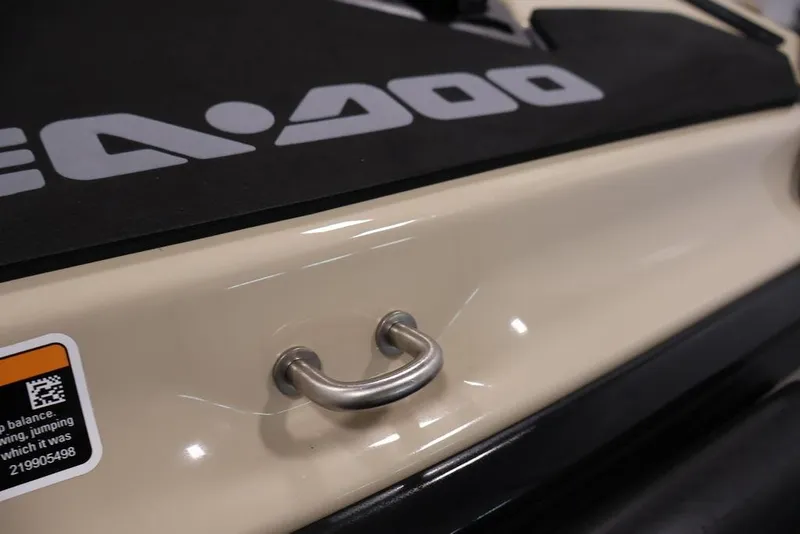 Slide: The Image of 2026 Sea-Doo Wake 170 close-up showing logo and handle detail. - 19