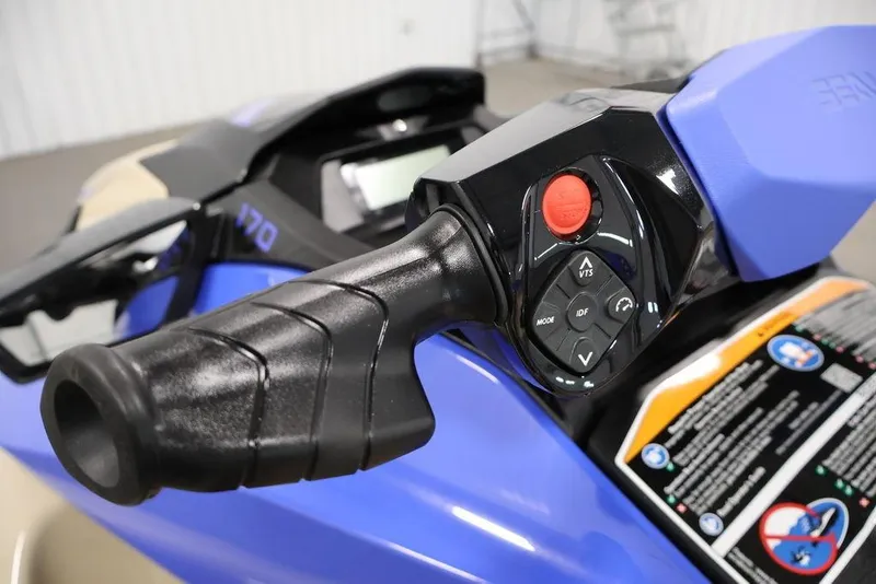 Slide: The Image of 2026 Sea-Doo Wake 170 handlebar controls, featuring ergonomic grip and control buttons. - 8
