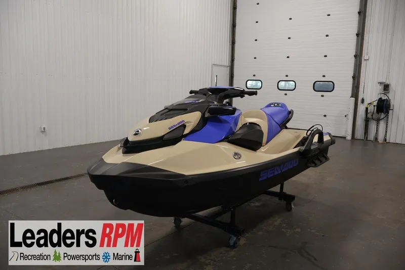The Image of 2026 Sea-Doo Wake 170 jet ski in showroom, featuring sleek design and vibrant colors. - 3