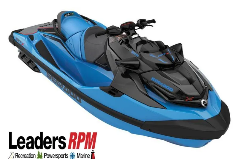 The Image of 2026 Sea-Doo RXT-X 325 jet ski in vibrant blue and black design. - 0