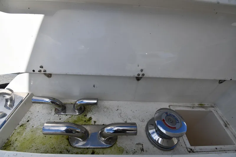 Slide: The Image of Clean yacht deck fittings on 2001 Ferretti Yachts 72, featuring polished metal components. - 25