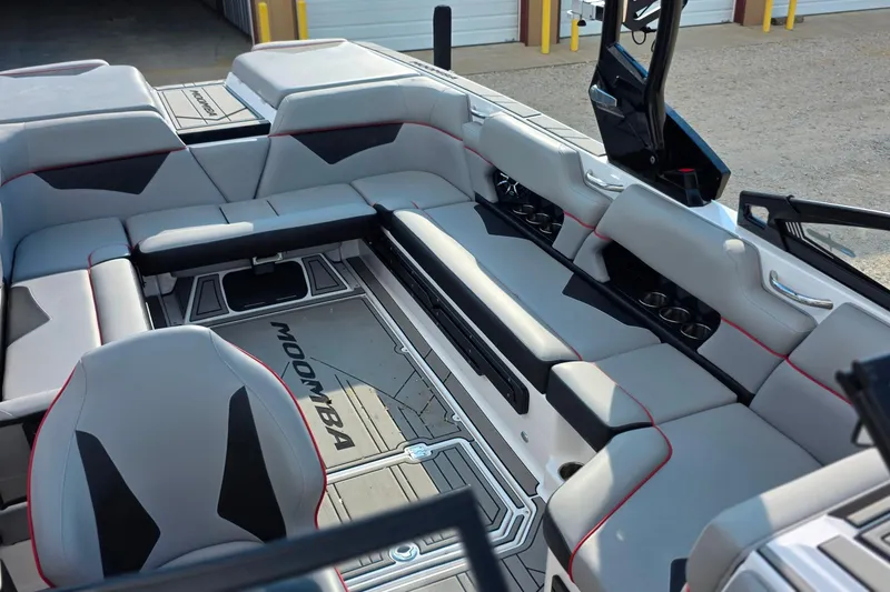 Slide: The Image of 2020 Moomba Makai boat interior with spacious seating and modern design. - 29