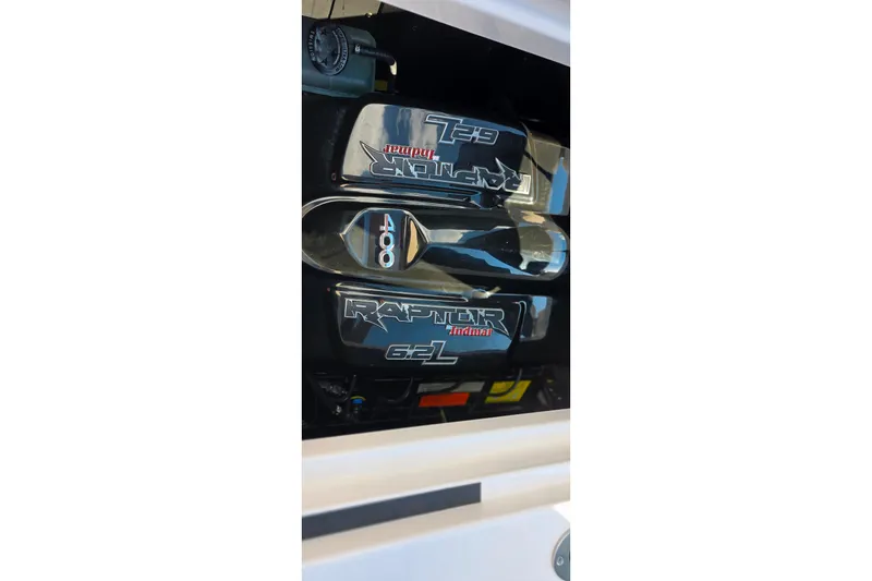 Slide: The Image of 2020 Moomba Makai engine, Raptor Indmar 6.2L, 400 horsepower. - 30