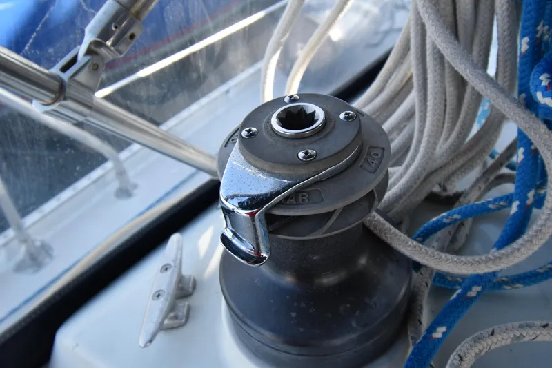 Slide: The Image of Winch and ropes on 1988 Ericson 38-200 sailboat deck. - 72
