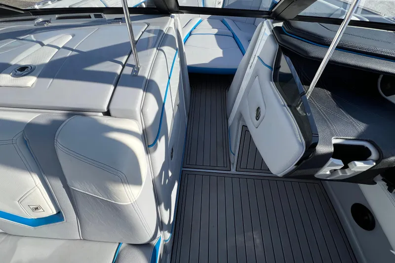 Slide: The Image of 2020 Super Air Nautique G21 interior with sleek seating and modern design. - 23