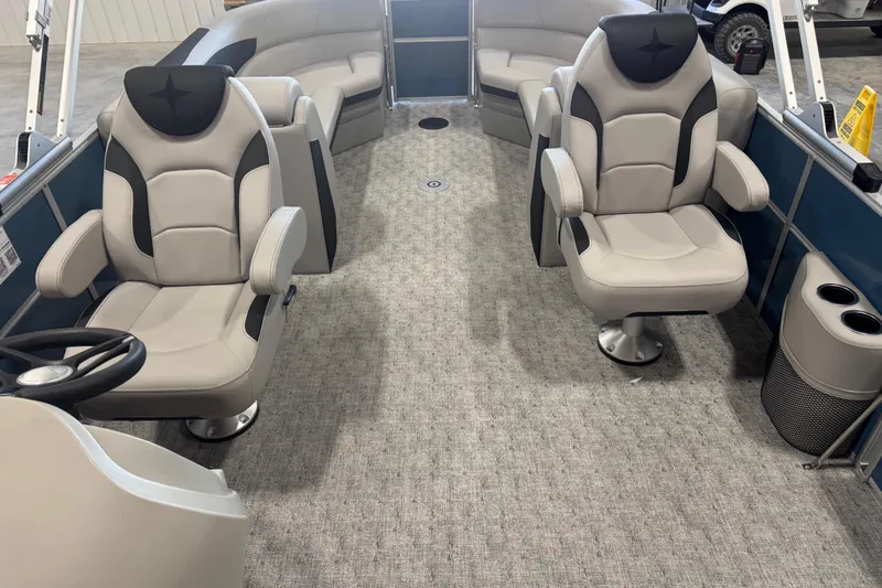 Slide: The Image of Interior of 2026 Berkshire 24 RFX LE pontoon boat with luxurious seating. - 10