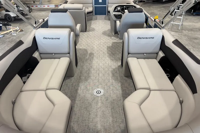 Slide: The Image of 2026 Berkshire 24 RFX LE pontoon boat interior with luxurious seating and modern design. - 7
