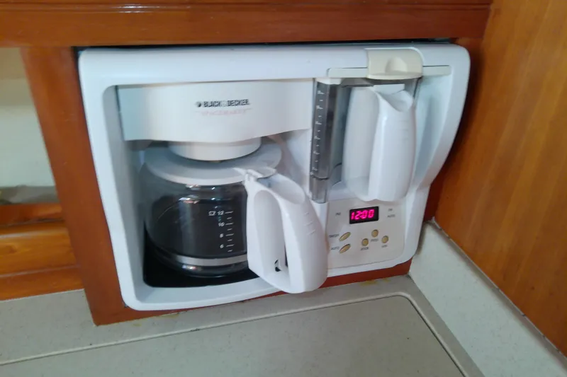 Slide: The Image of Built-in Black & Decker coffee maker on 2004 Mainship 34 Pilot II boat. - 52