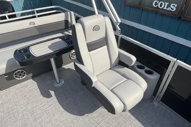 Slide: The Image of Luxurious seating on 2026 Sun Tracker Party Barge 22 RF DLX pontoon boat. - 15
