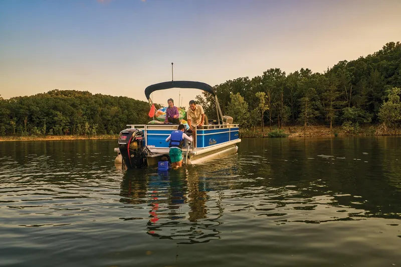 Slide: The Image of Storage compartment on 2026 Sun Tracker Fishin' Barge 20 DLX pontoon boat. - 12