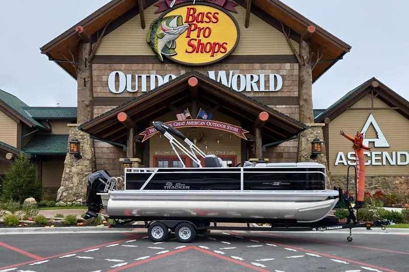 The Image of 2026 Sun Tracker Party Barge 22 RF XP3 displayed at Bass Pro Shops Outdoor World. - 0