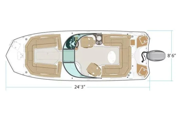 Slide: The Image of 2026 NauticStar 243 DC Deck boat displayed indoors, featuring sleek design and comfortable seating. - 11