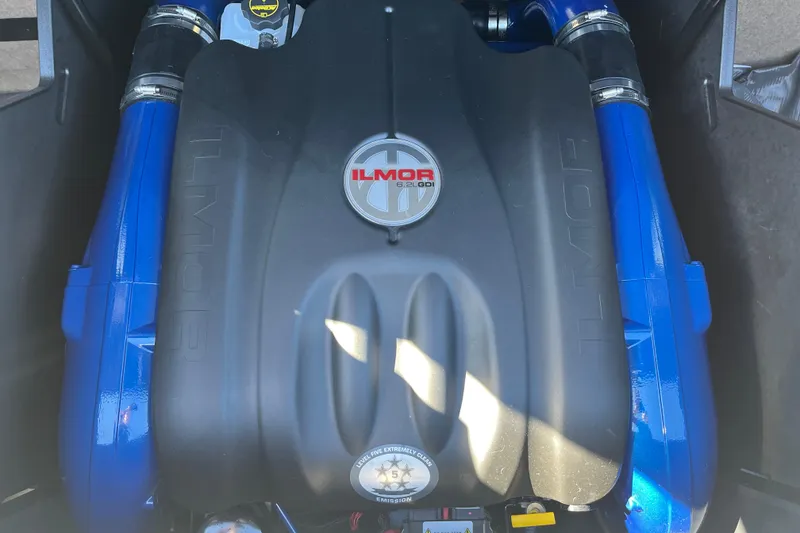 Slide: The Image of 2025 MasterCraft X24 Ilmor engine with blue accents, showcasing advanced marine technology. - 11