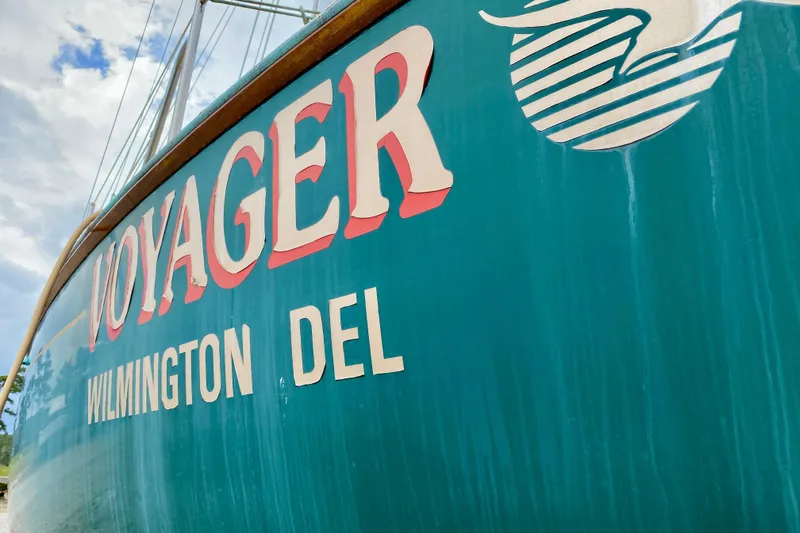 Slide: The Image of 1983 Liberty 38 Cutter sailboat named "Voyager" in Wilmington, Delaware. - 37