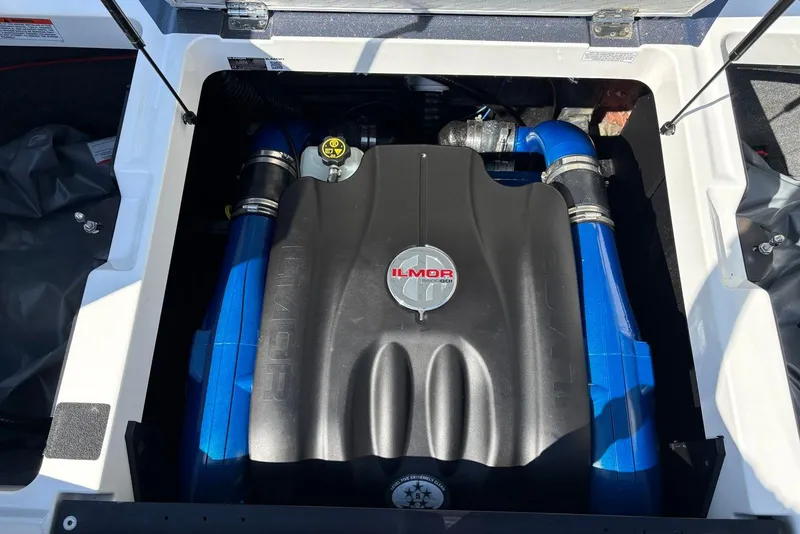 Slide: The Image of 2019 MasterCraft boat engine with Ilmor branding, featuring blue and black components. - 15