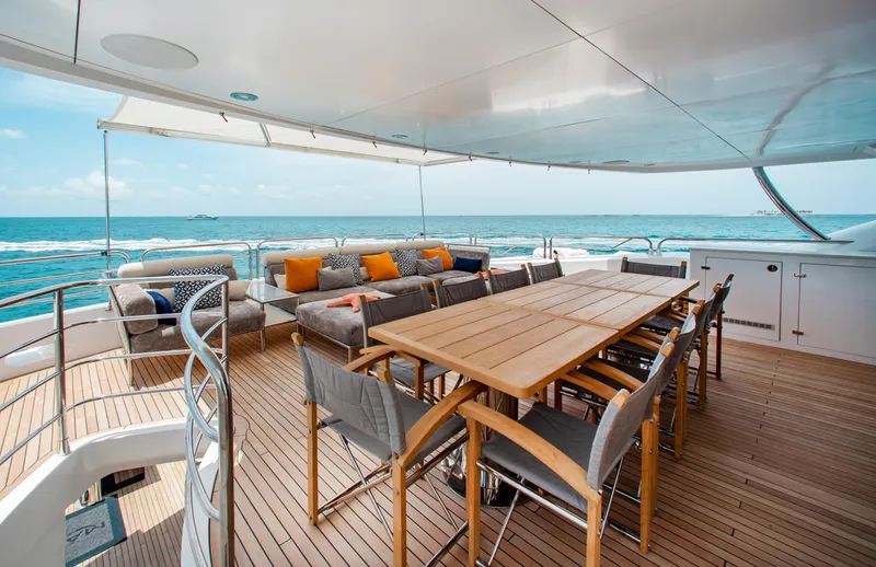 Slide: The Image of Luxurious Sunseeker 131 yacht deck with modern seating, 2014 model. - 36