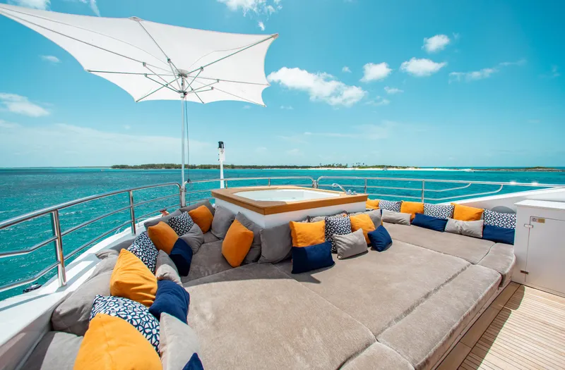 Slide: The Image of Luxurious interior of 2014 Sunseeker 131 yacht with elegant seating and modern decor. - 40