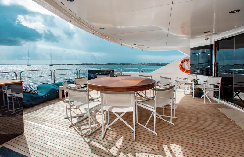 Slide: The Image of Luxury Sunseeker 131 yacht deck with stylish woven furniture, 2014 model. - 8