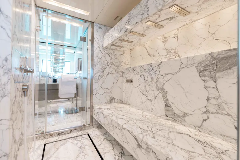 Slide: The Image of Modern interior of 2016 Sanlorenzo SD126 yacht with sleek staircase and elegant design. - 14