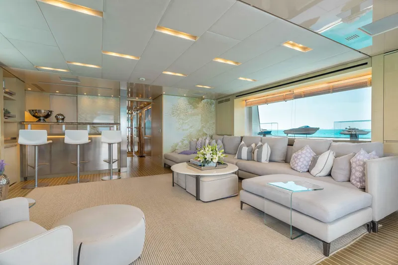 Slide: The Image of Luxurious interior of 2016 Sanlorenzo SD126 yacht with modern decor and ocean view. - 27