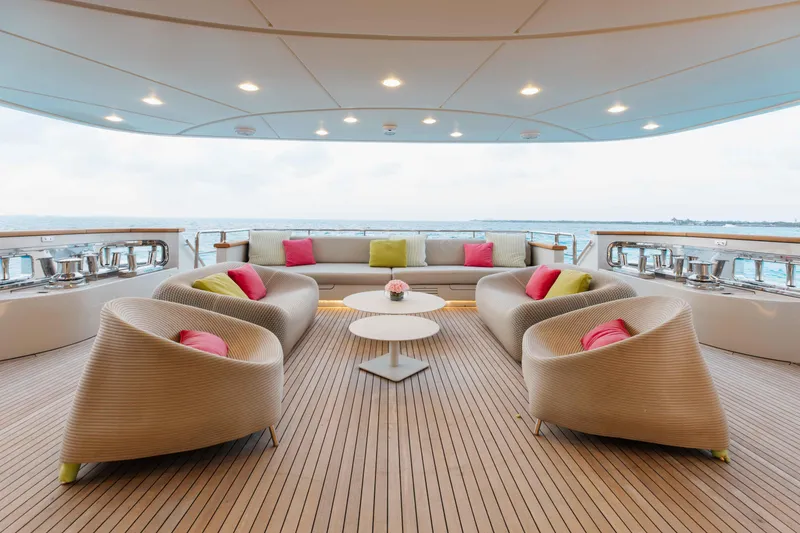 Slide: The Image of Luxurious outdoor seating area on the 2016 Sanlorenzo SD126 yacht. - 3