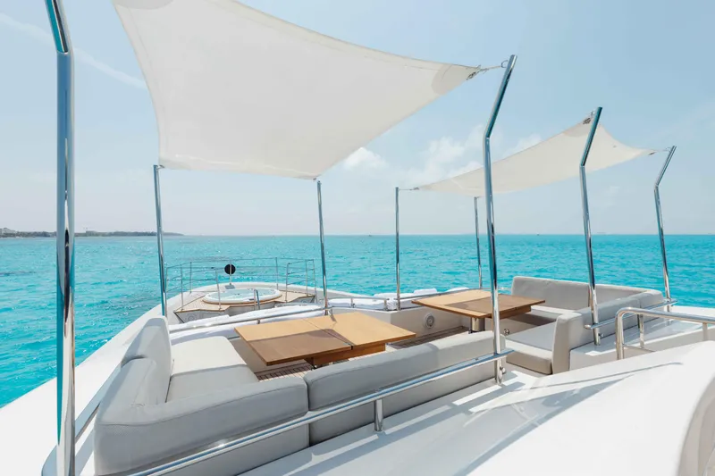 Slide: The Image of Aerial view of 2016 Sanlorenzo SD126 yacht on clear blue water. - 33