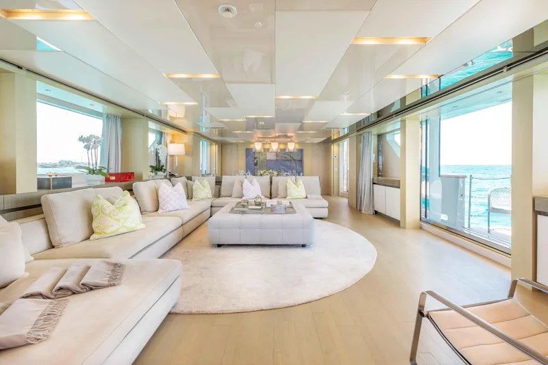 Slide: The Image of Sanlorenzo SD126 2016 yacht deck with ocean view and two chairs. - 5
