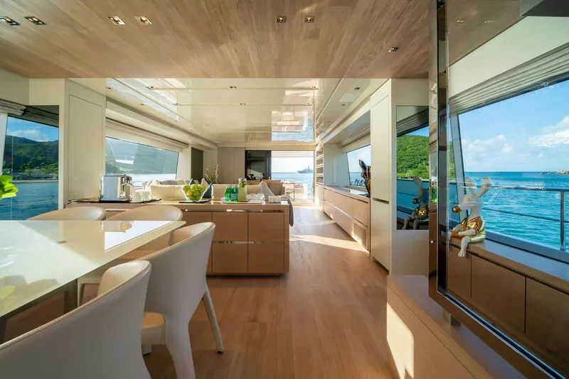Slide: The Image of Luxurious interior of 2018 Sanlorenzo SL86 yacht with ocean view. - 35