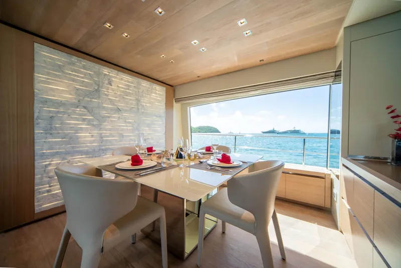 Slide: The Image of Luxurious dining area on 2018 Sanlorenzo SL86 yacht with ocean view. - 37