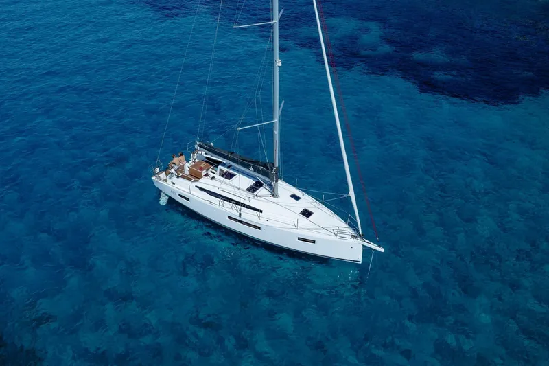 Slide: The Image of 2026 Jeanneau Sun Odyssey 415 sailing on clear blue water. - 6